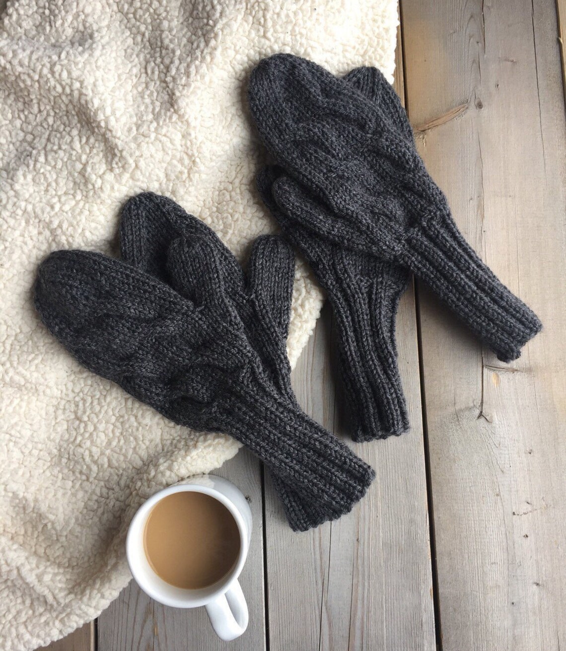 Mitten Pattern Worsted Weight Yarn With Cable Etsy