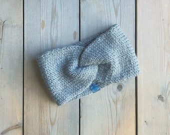 Light Gray Headband/Earwarmer // Women's Headband // Twist Knit Headband