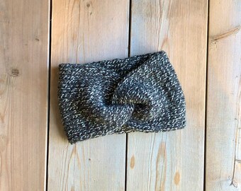 Black Marl Headband/Earwarmer // Women's Headband // Twist Knit Headband