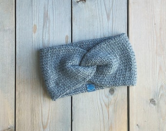 Medium Gray Headband/Earwarmer // Women's Headband // Twist Knit Headband