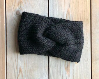 Black Headband/Earwarmer // Women's Headband // Twist Knit Headband