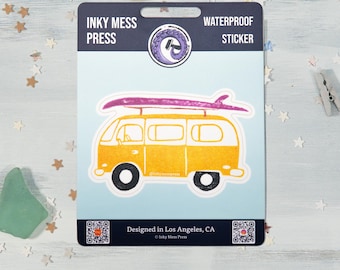 Orange Gelb Campervan wasserdichter Aufkleber für Wasserflasche, Laptop Aufkleber