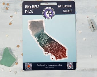 Kalifornische Redwoods Wasserdichter Aufkleber für Wasserflasche, Laptop Aufkleber