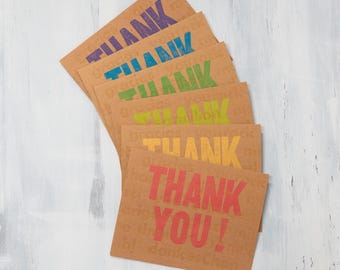 Danksagungskarte im Letterpress-Format auf Kraftpapier mit Umschlag, innen blanko, 10x14cm