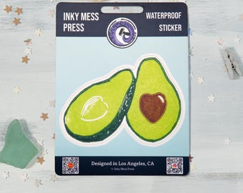 Avocado mit Herz Grube wasserdichter Aufkleber für Wasserflasche, Laptop Aufkleber