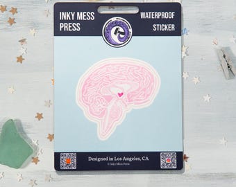 Gehirn Liebe Hypothalamus wasserdichter Aufkleber für Wasserflasche, Laptop Aufkleber