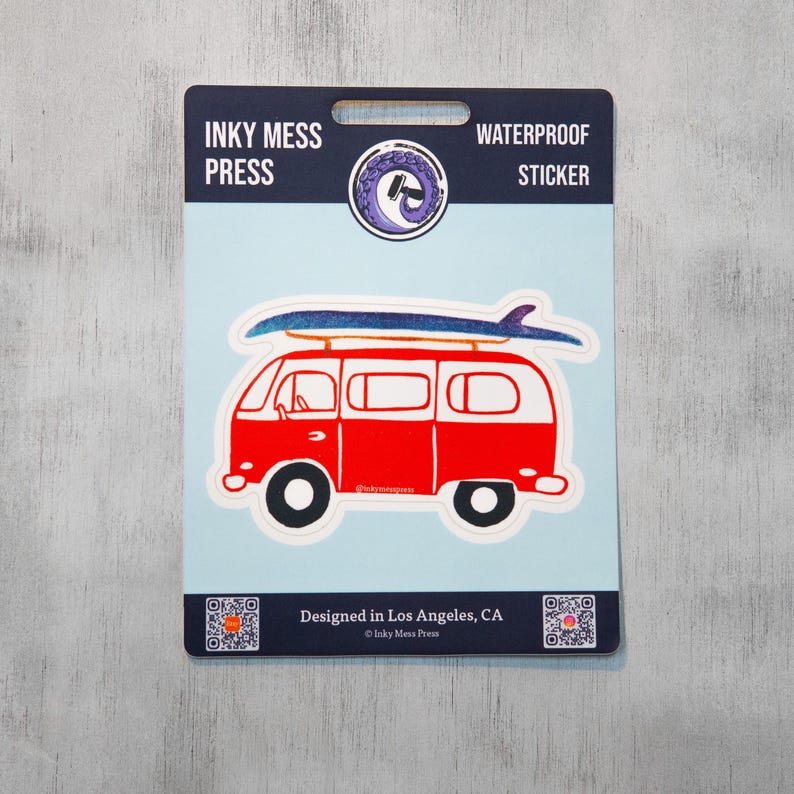 Red Campervan Waterproof Sticker for Water Bottle, Laptop Decal - Etsy