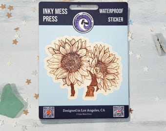 Sonnenblumen wasserdichter Aufkleber für Wasserflasche, Laptop Aufkleber