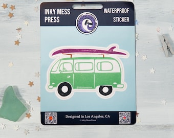Mintgrüner wasserdichter Campervan Aufkleber für Wasserflasche, Laptop Aufkleber