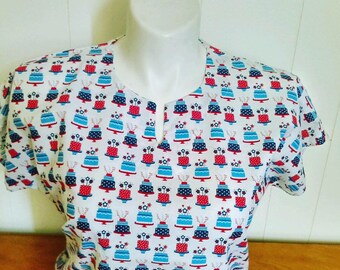 Shopkins scrub top xs to xl with 4 different neck design made to order 100/% Cotton