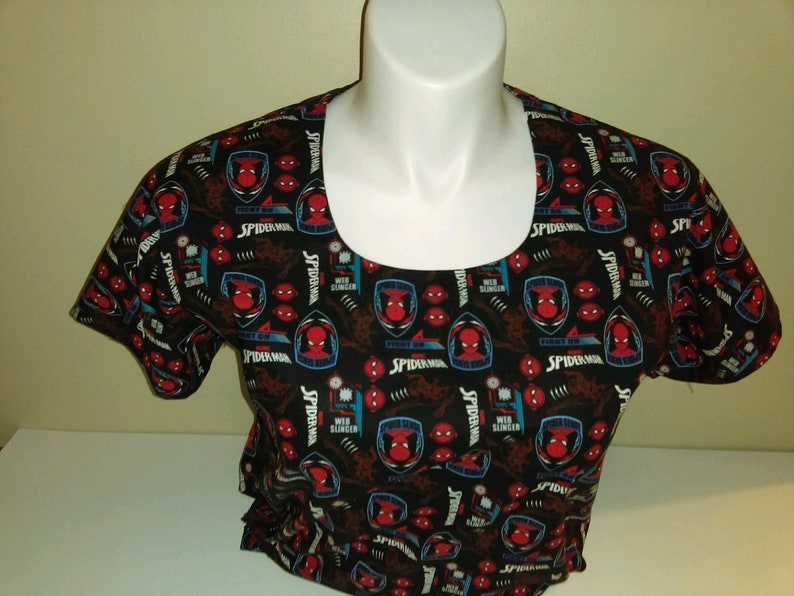 Spiderman scrub top Superhero design made to order xs to xl Etsy