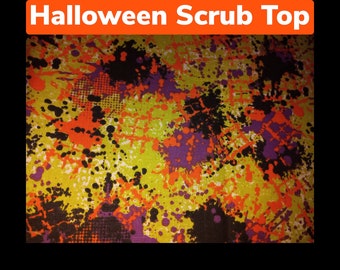 Fast Shipping  Halloween scrub top made to order xs to xl  4 different neck design 100% Cotton great quality brand new