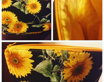 Fast shipping Sunflower makeup  bag