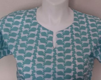 Dachshund scrub top  xs to xl with  4 different neck design  made to order 100% Cotton