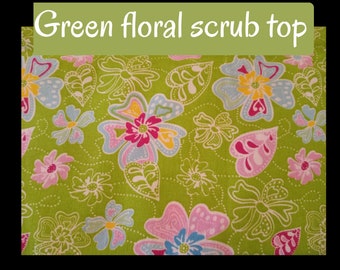 Fast Shipping Floral scrub top made to order xs to xl  4 different neck design 100% Cotton great gift ready to ship brand new