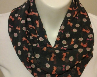 Free Shipping Cats scarf with dark grey background infinity scarf ready to ship great gift item