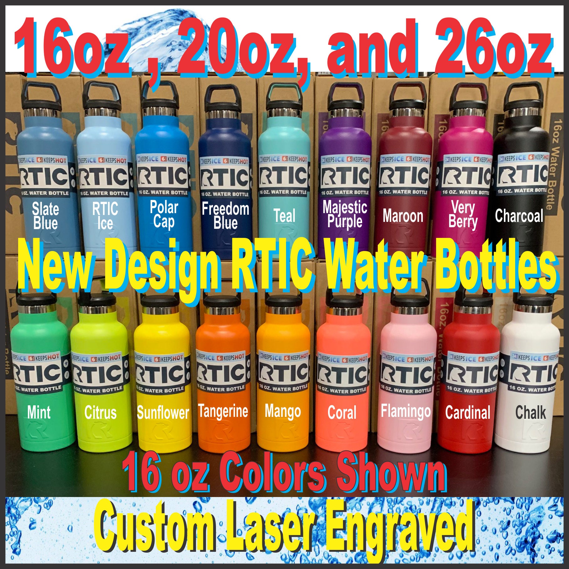 Personalized 16 oz RTIC Stainless Steel Water Bottles. – Whidden's Woodshop