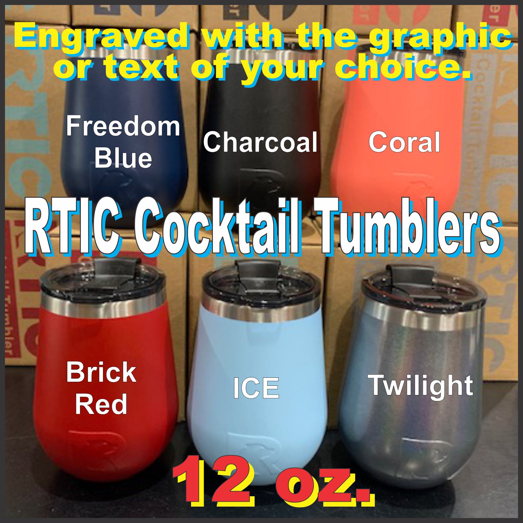 Custom Laser Engraved RTIC Wine & Cocktail Tumblers 