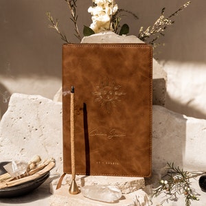 2024 Astrology Planner / in Brown Vegan Leather Astrology Journal, mindful ritual image 2