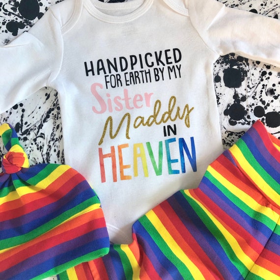 Rainbow Baby Hand Picked For Earth Custom Name Personalised Baby Grow