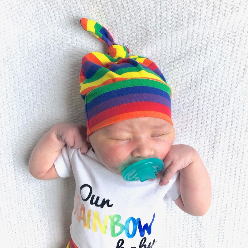 Rainbow Baby Hat Knot Hat Newborn Hat Infant Hat Etsy
