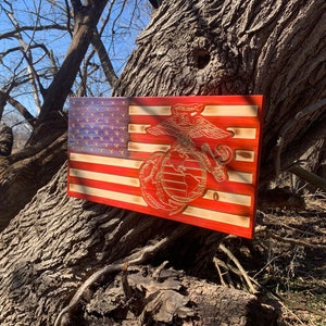 Wood flag / personalized / Torched wood flag /USMC American Flag / Marines / USMC / valentines day /Licensed by USMC Hobbyist license#21110.