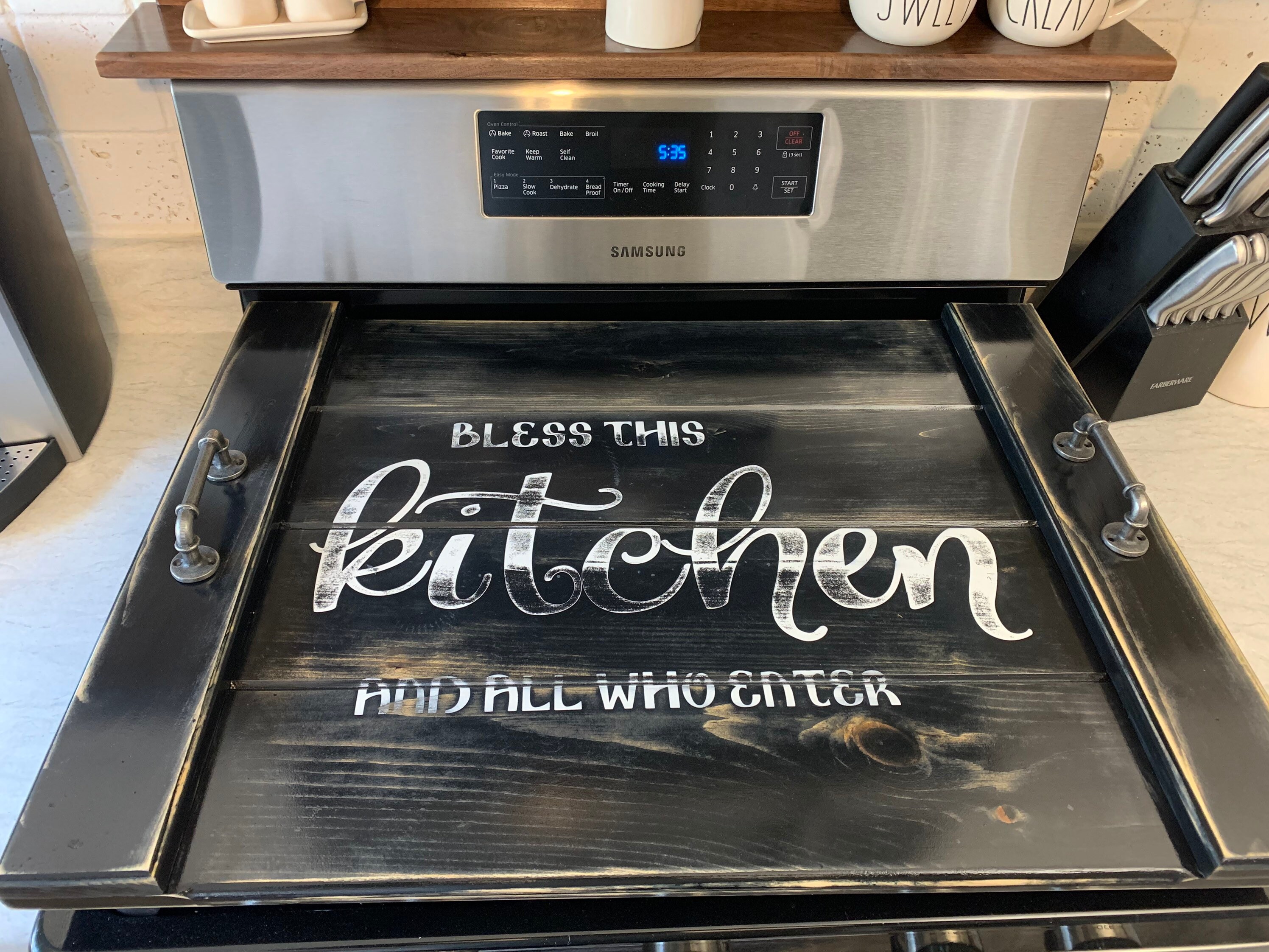 Bless This Mess Farmhouse Stove Top Board / Cow Stove Cover / Stovetop Cover  / Noodle Board / Cover for Stove / Rustic Kitchen Decor 