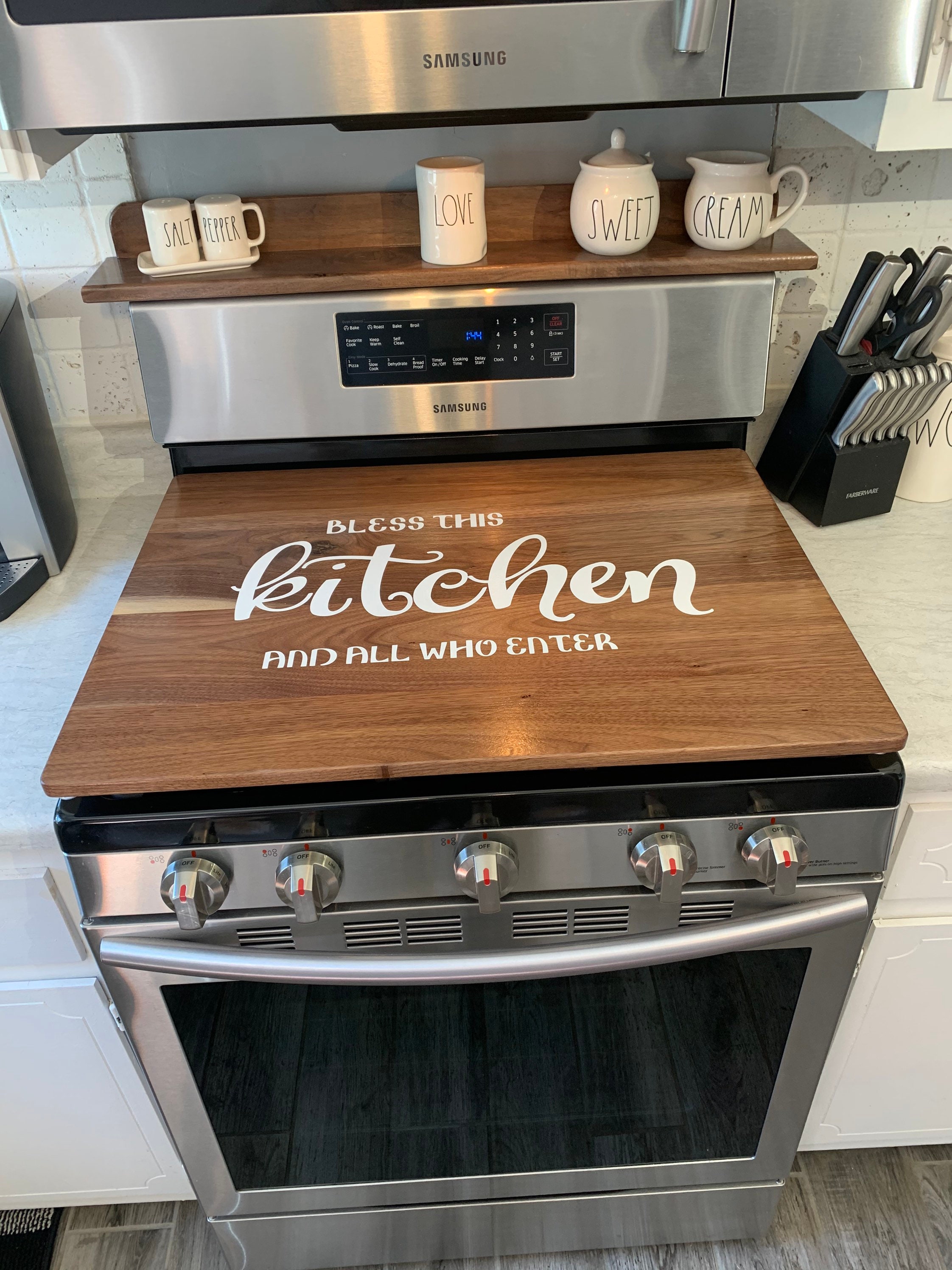 Personalized Noodle Board for Stove Top. Hand Made Hard Wood Gas or  Electric Range Cover. Real Cherry, Walnut, Maple. No Stains. Food Safe. 