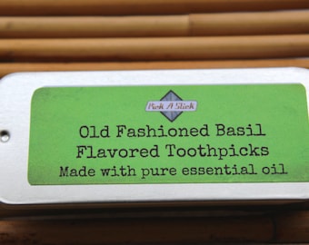 Basil Flavored Toothpicks - Unique Gift - Grill - Party favors - Gifts for Him - Groomsmen - Holiday Gift to Mail - Christmas