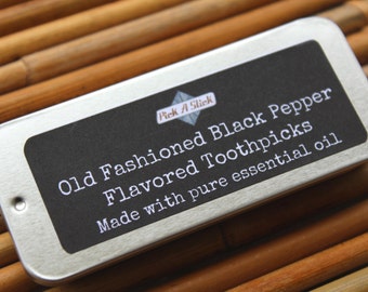 Black Pepper Flavored Toothpicks - Manly Man Gift - For husband - For Boyfriend - Son - Nephew - God Child - Holiday Gift to Mail