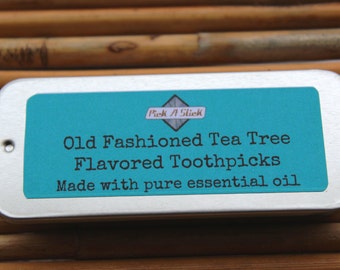 Tea Tree Flavored Toothpicks - Australia - Down Under - Travel - Carry On - Aussie - Favor - Backyard Wedding - Holiday Gift to Mail