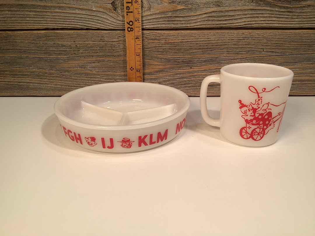 Vintage Hazel Atlas Baby Plate and Cup Clown ABC 50' Etsy UK