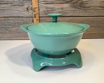 Vintage Findlay iron enameled cast iron turquoise pot 60'