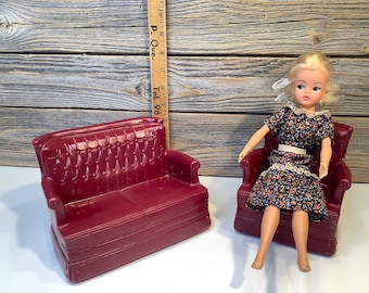 Vintage Marx toy chair and couch Sindy 1978