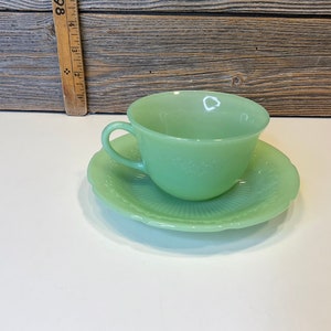 Vintage Fireking jadeite cup and saucer Alice 40’
