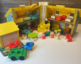 Vintage Fisher Price juega a la casa amarilla familiar 70'