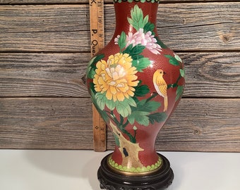 Vintage Chinese vase partitioned enamelled 70'