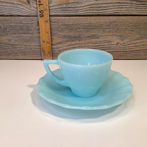 Vintage Fireking crown robin egg blue cup and saucer 40&#39;