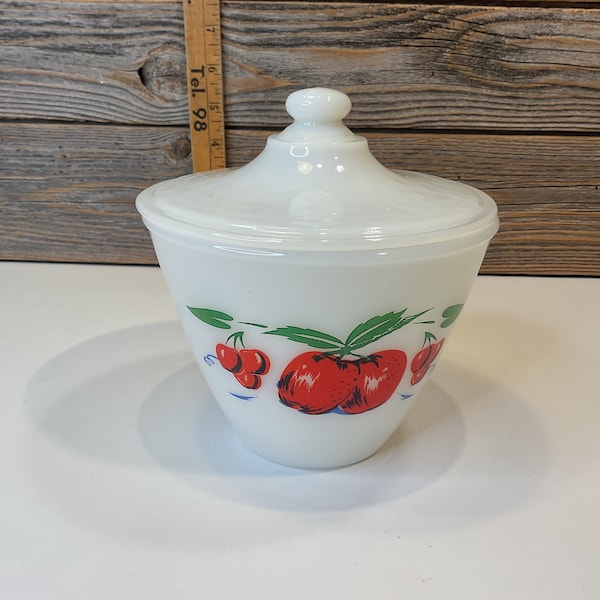 Vintage Fireking grease jar apple cherries 50'