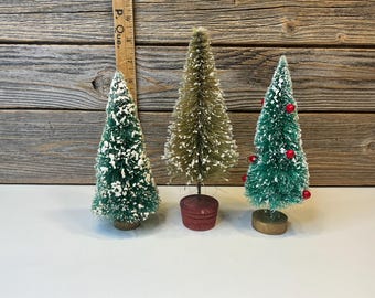 Lot De 6 Mini Sapins De Noël Givrés En Sisal - Arbres Miniatures 10 à 25 Cm Pour Décoration Festive