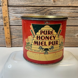 Vintage pure honey tin can 60’