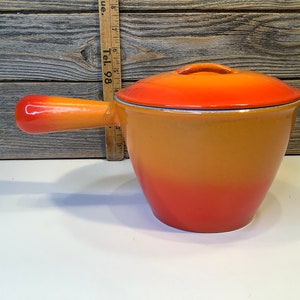 Vintage Le Creuset enamel cast iron fondue pot 60&#39;