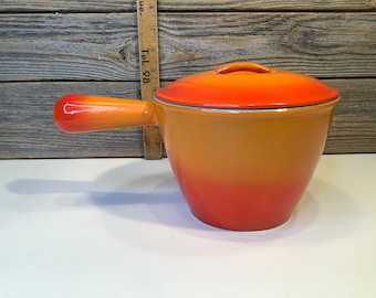 Vintage Le Creuset enamel cast iron fondue pot 60'