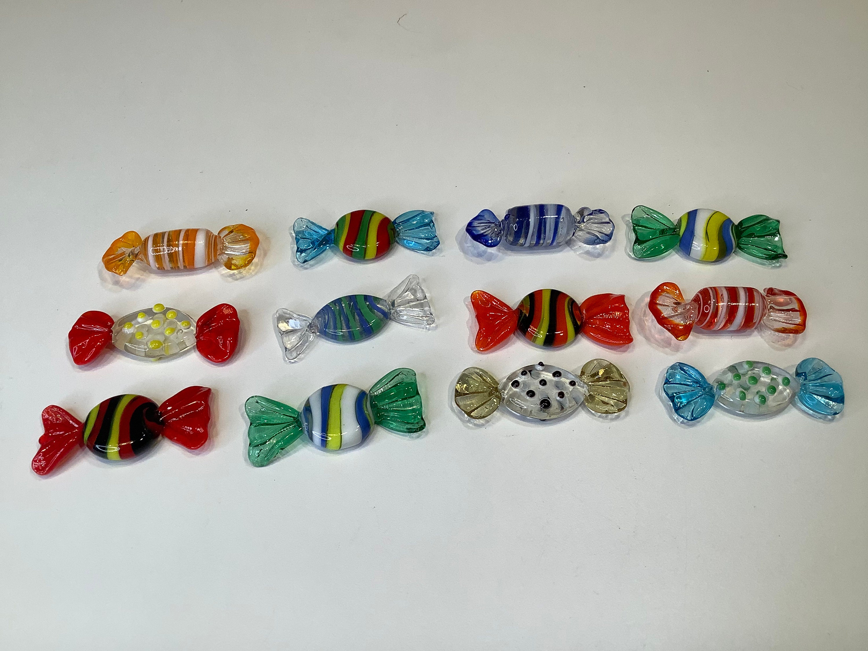 Vintage Glass Blown Wrapped Small Candy Figures, Candies