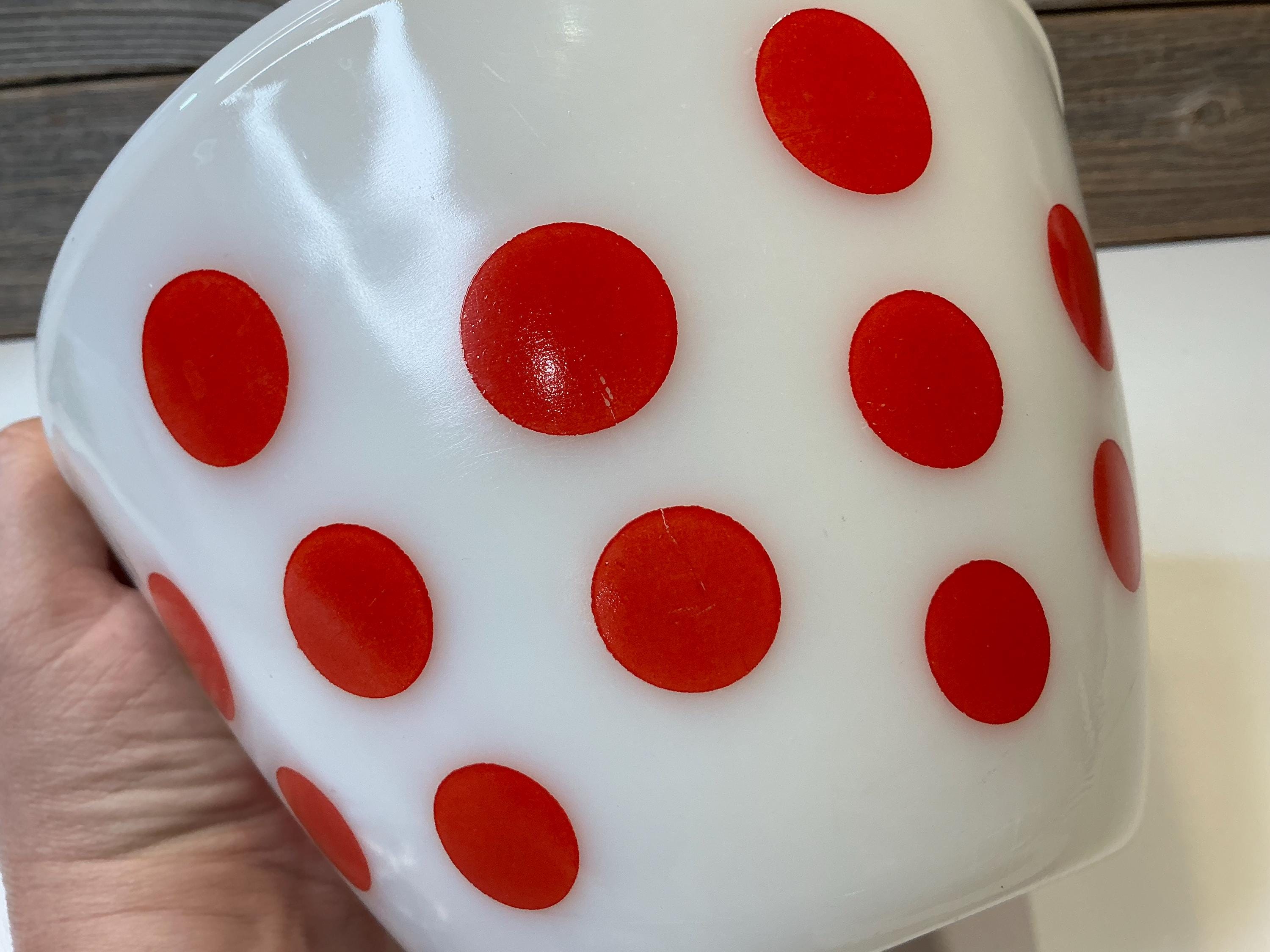 ヴィンテージ ファイヤーキング レッド ポルカドット ミキシングボウル