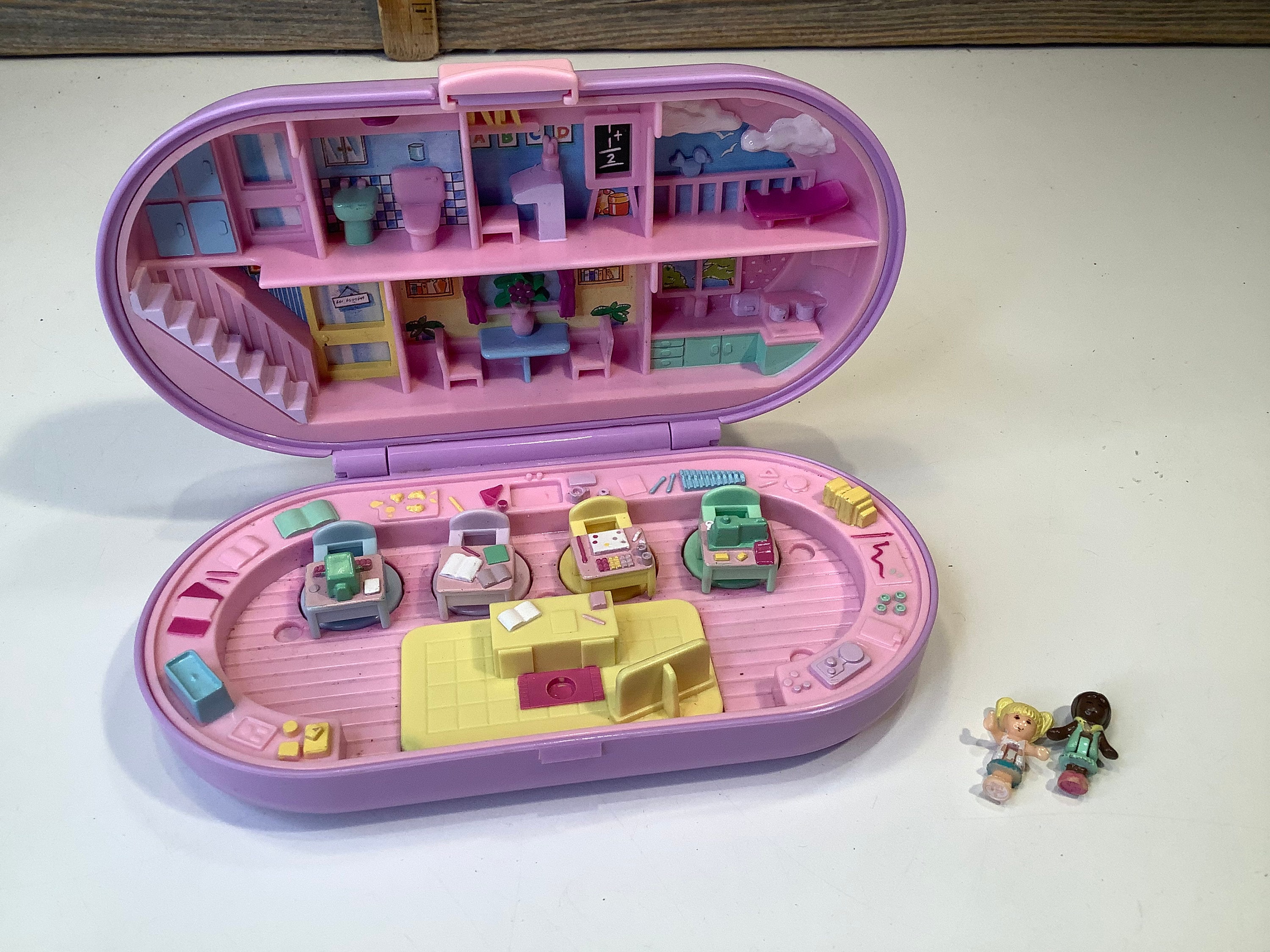 Vintage Polly Pocket Stampin' School Playset. School Stamp Compact