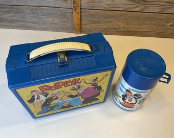 Vintage Aladdin Popeye lunch box and thermos 1980