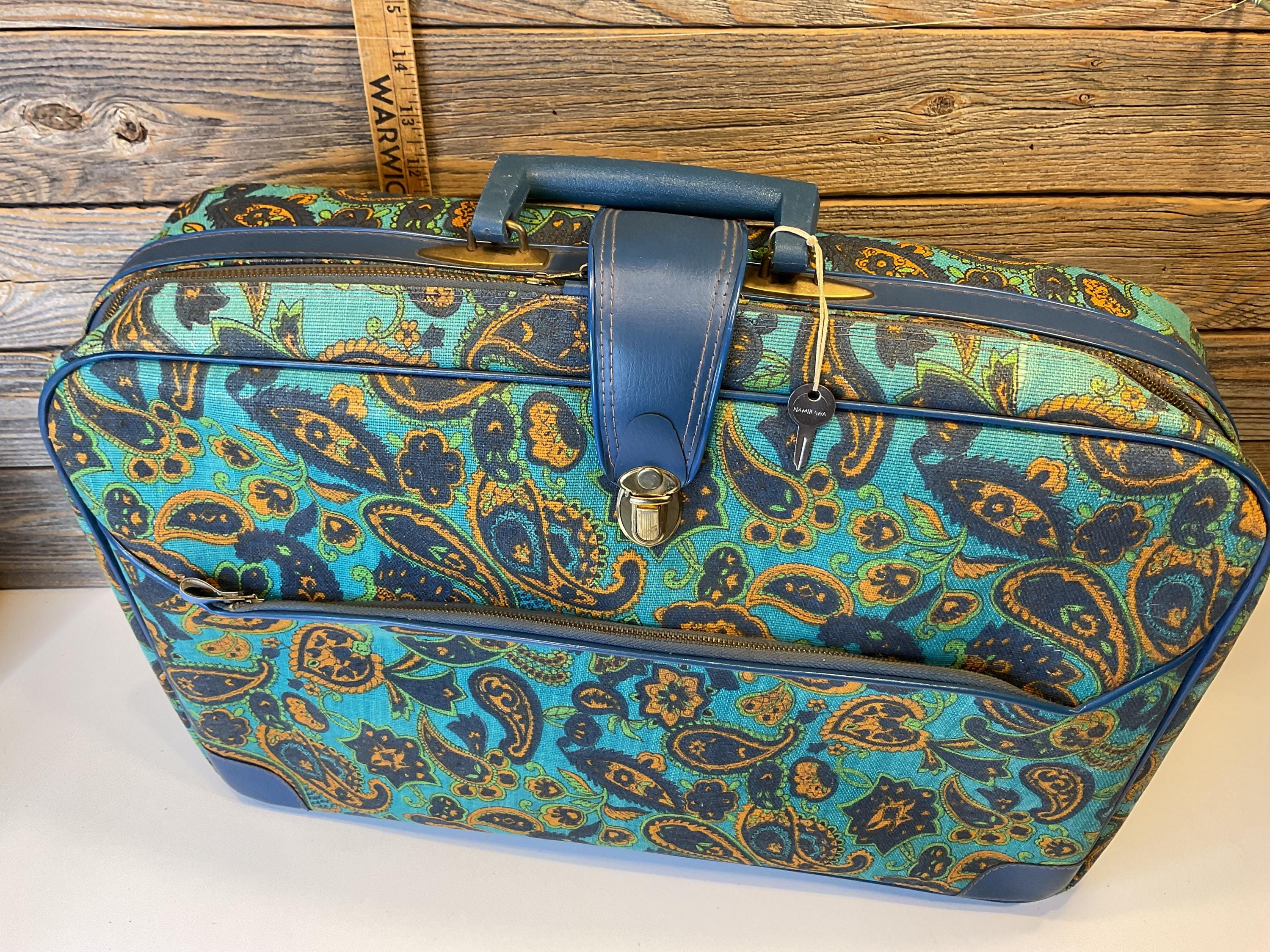 Vintage Bantam Flowers Blue and Green Suitcase 70' - Etsy