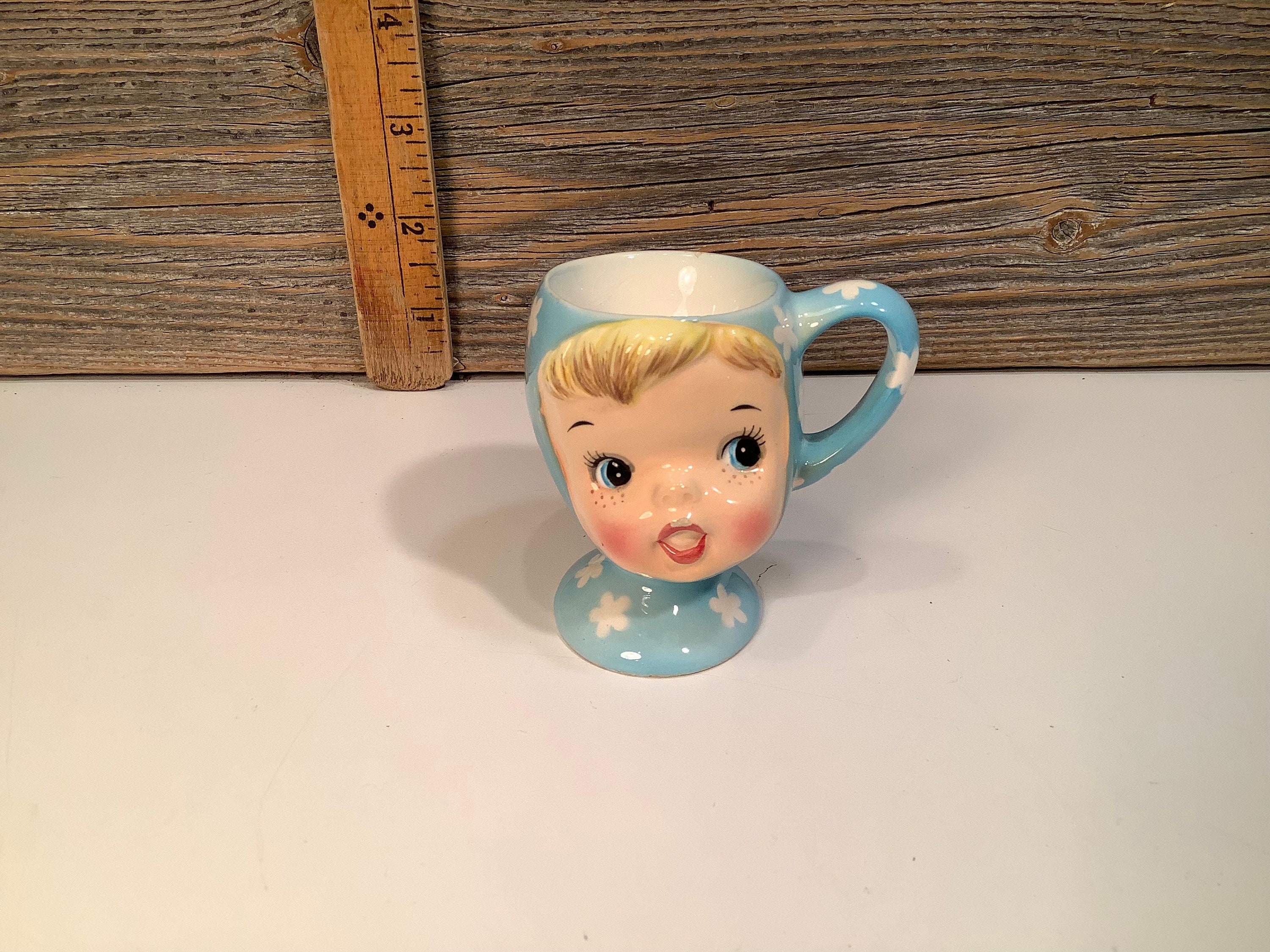 Vintage Miss Cutie Pie Creamer Small Retro Napco Pixie Girl Face Handle Cup  4 Inch Tall 