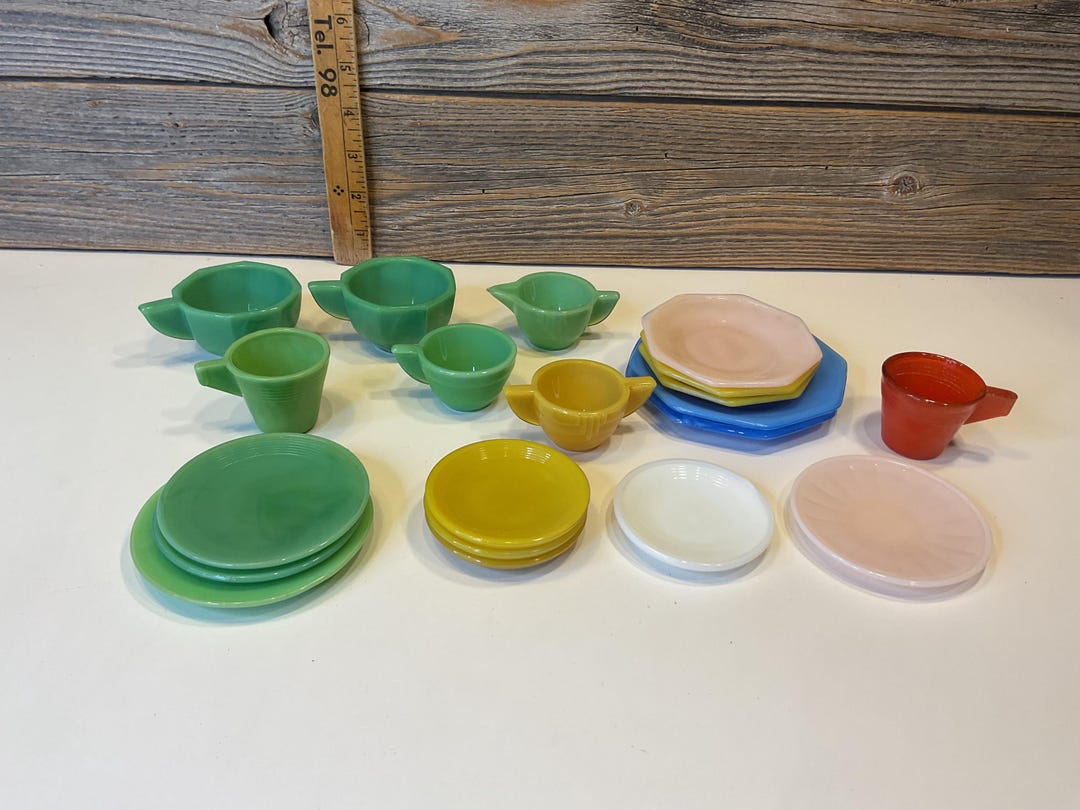 Vintage Child's Tea Set Akro Agate Dishes 40' - Etsy